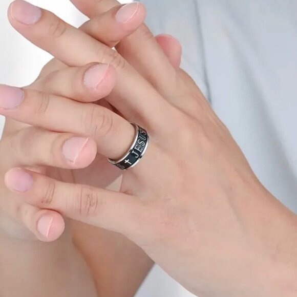 Titanium Jesus Ring Size 10 - Picture 2 of 3